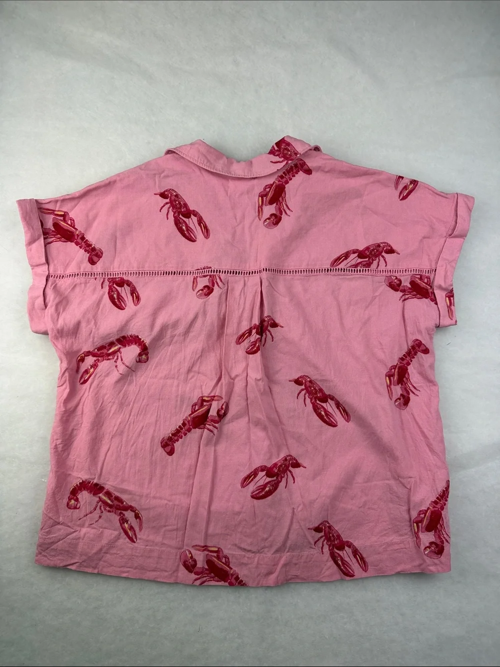 Pink Lobster Linen Viscous Print Button-Down Shirt SzXL - Picture 9 of 12